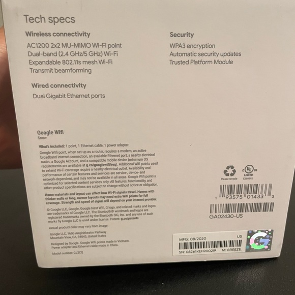 Google Home WiFi Router Like New - Picture 5 of 8